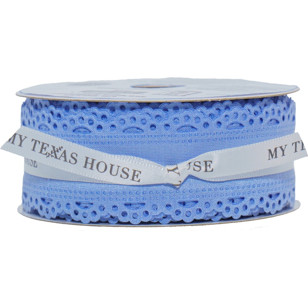My Texas House Blue Scalloped Ribbon 18ft Eyelet Americana Decor